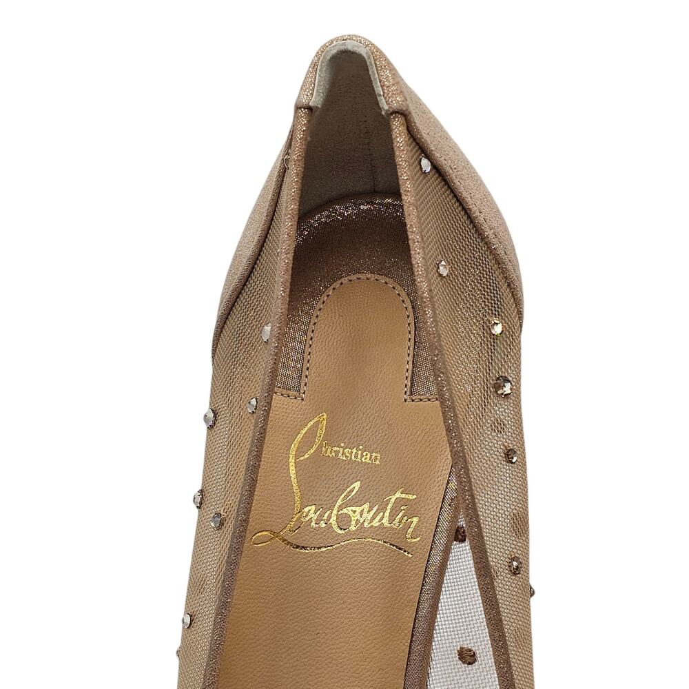 Christian Louboutin Very Strass Peep Pumps 120mm - Net - Nude - Picture 7 of 10
